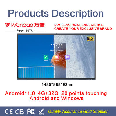 H10S 75 &amp;#39;&amp;#39; Inteligentny interaktywny płaski monitor szkolny z ekranem dotykowym 4K
